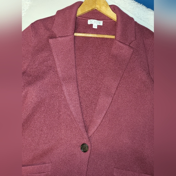 J CREW Cecile Burgundy Knit Blazer Cardigan Size Medium - Picture 4 of 8